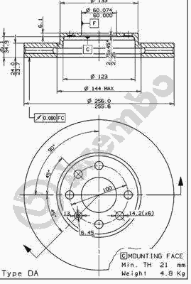 Тормозной диск BREMBO 09.7628.14