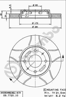 Тормозной диск BREMBO 09.7720.75