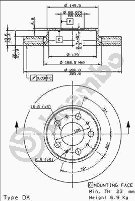 Тормозной диск BREMBO 09.8633.10