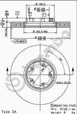 Тормозной диск BREMBO 09.8960.10