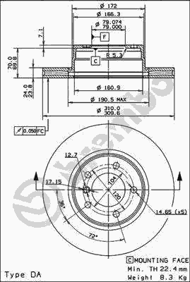 Тормозной диск BREMBO 09.9173.14