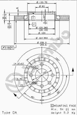 Тормозной диск BREMBO 09.9608.24