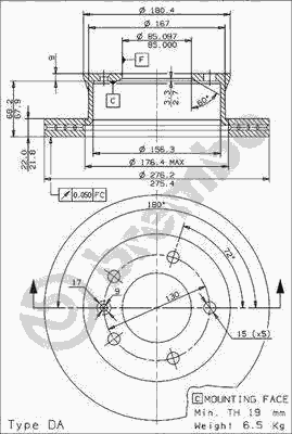 Тормозной диск BREMBO 09.9618.14