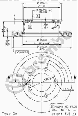Тормозной диск BREMBO 09.9618.24