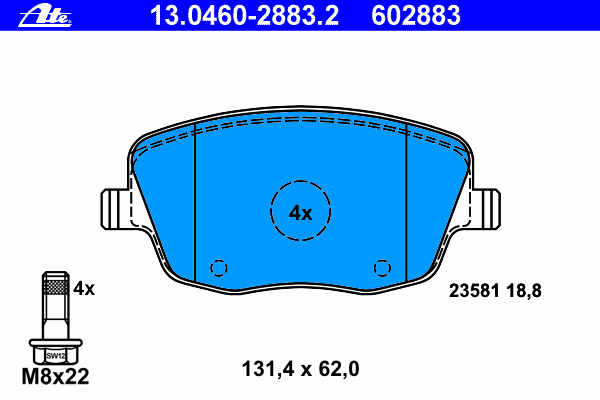 Тормозные колодки ATE 13.0460-2883.2
