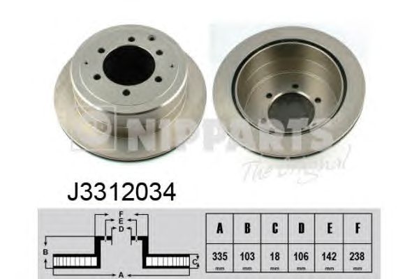 Гальмівний диск NIPPARTS J3312034