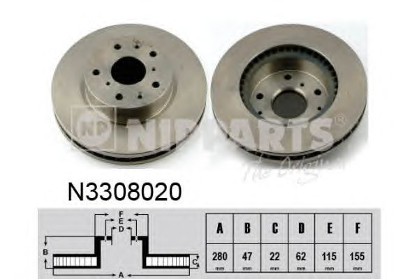 Гальмівний диск NIPPARTS N3308020