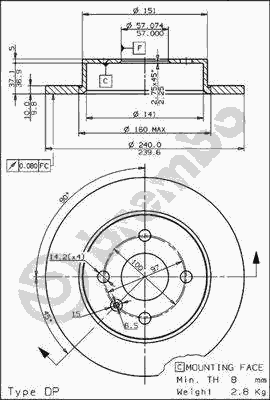 Тормозной диск BREMBO 08.7626.10
