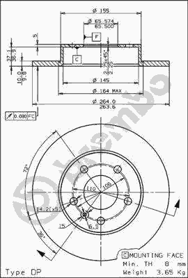 Тормозной диск BREMBO 08.7627.10