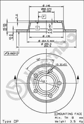Тормозной диск BREMBO 08.9084.11