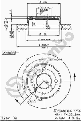 Тормозной диск BREMBO 09.4914.34
