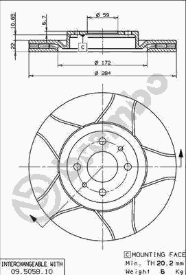 Тормозной диск BREMBO 09.5058.75