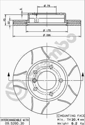 Тормозной диск BREMBO 09.5390.77