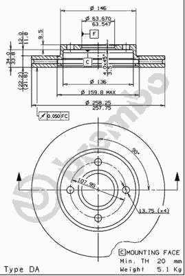 Тормозной диск BREMBO 09.7806.14