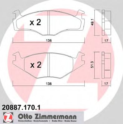 Тормозные колодки ZIMMERMANN 20887.170.1