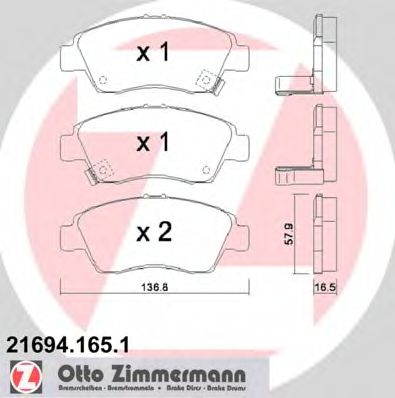 Гальмівні колодки ZIMMERMANN 21694.165.1