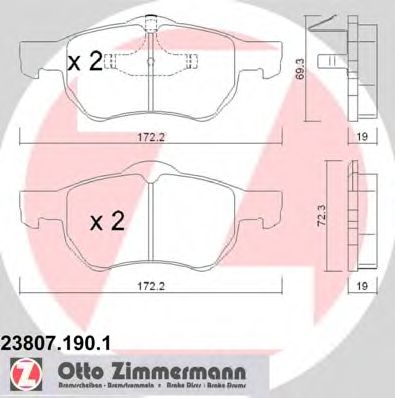 Тормозные колодки ZIMMERMANN 23807.190.1