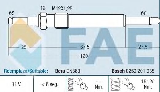 Свеча накала FAE 74147