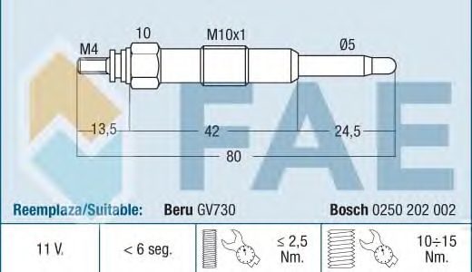 Свеча накала FAE 74150