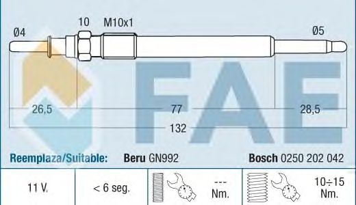 Свеча накала FAE 74168