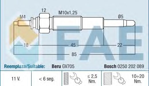 Свеча накала FAE 74173