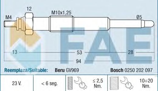 Свеча накала FAE 74177