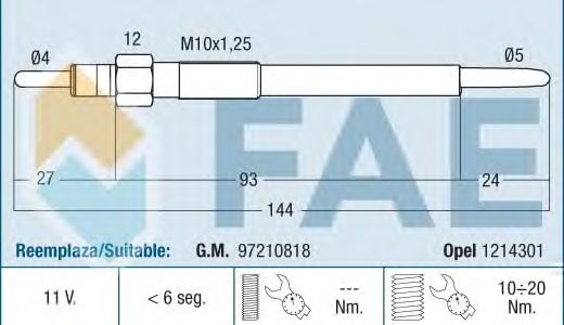 Свеча накала FAE 74195