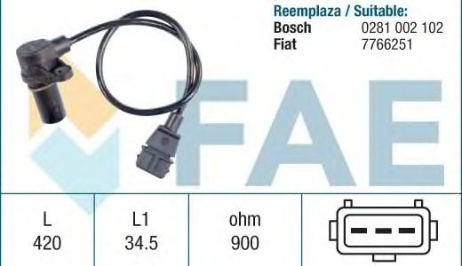 Датчик положения коленвала, распредвала FAE 79073