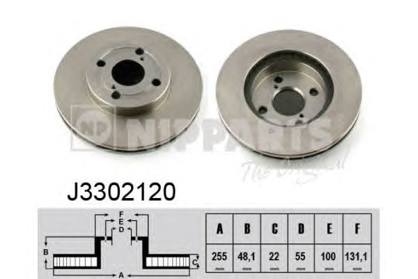 Гальмівний диск NIPPARTS J3302120