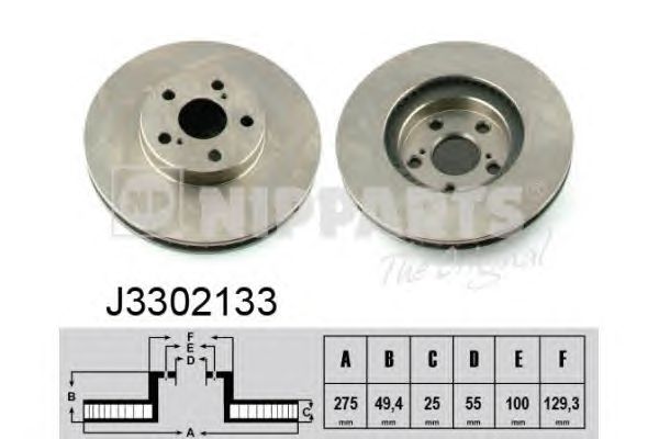 Гальмівний диск NIPPARTS J3302133