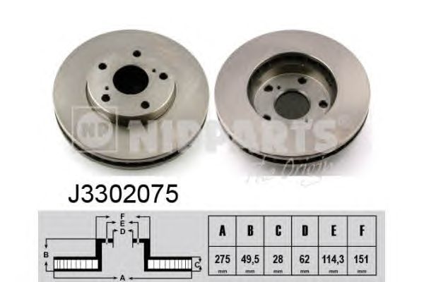 Гальмівний диск NIPPARTS J3302075
