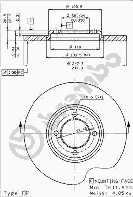 Тормозной диск BREMBO 08.2275.10