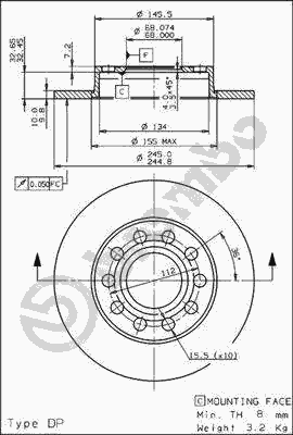 Тормозной диск BREMBO 08.9136.10
