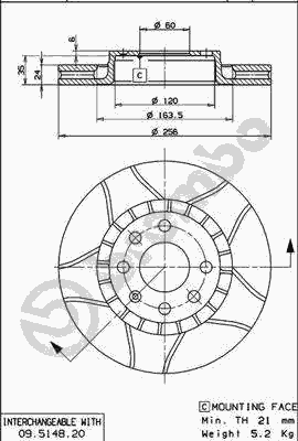 Тормозной диск BREMBO 09.5148.76
