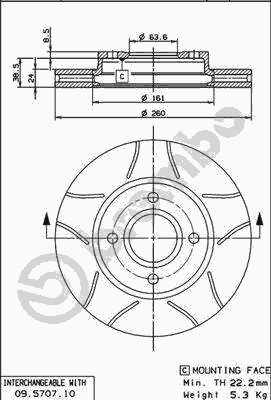 Тормозной диск BREMBO 09.5707.75
