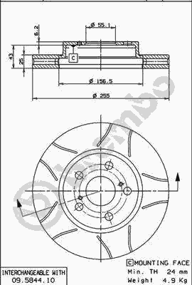 Тормозной диск BREMBO 09.5844.75