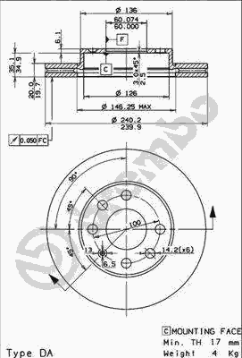 Тормозной диск BREMBO 09.8635.75