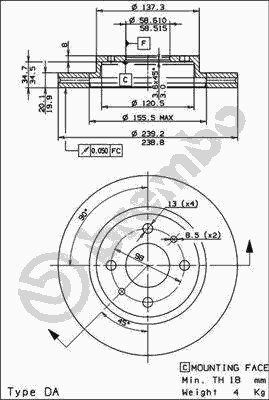 Тормозной диск BREMBO 09.8894.14