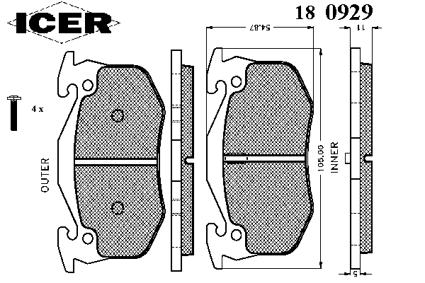 Тормозные колодки ICER 180929