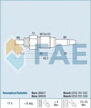 Свеча накала FAE 74141