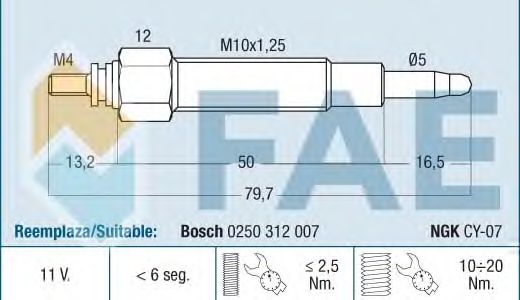 Свеча накала FAE 74159