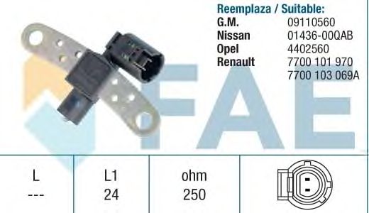 Датчик положения коленвала, распредвала FAE 79028
