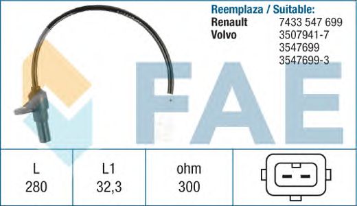 Датчик положения коленвала, распредвала FAE 79084
