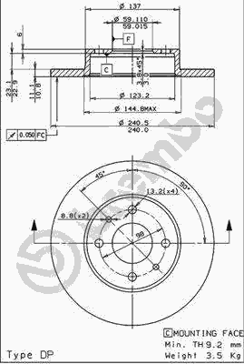 Тормозной диск BREMBO 08.5085.14