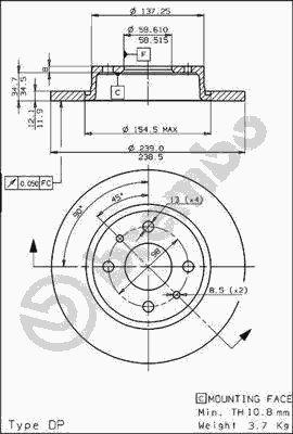 Тормозной диск BREMBO 08.5211.10