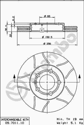 Тормозной диск BREMBO 09.7011.75