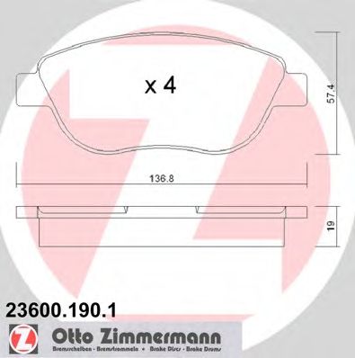 Тормозные колодки ZIMMERMANN 23600.190.1