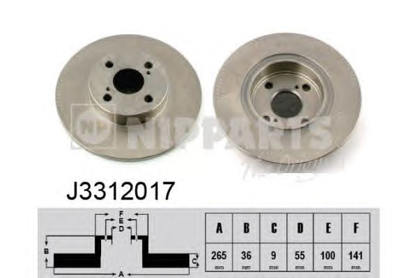 Тормозной диск NIPPARTS J3312017