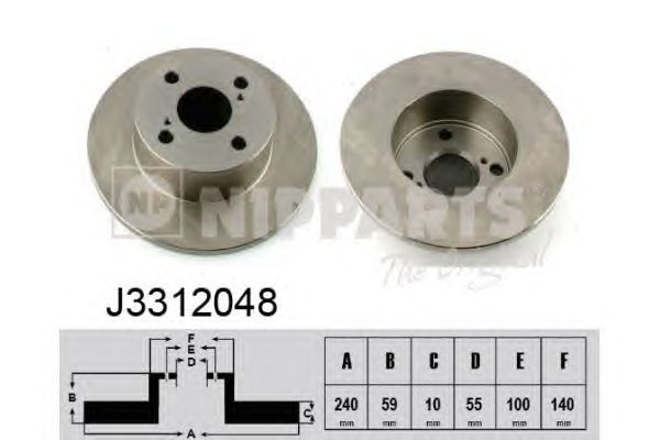 Гальмівний диск NIPPARTS J3312048