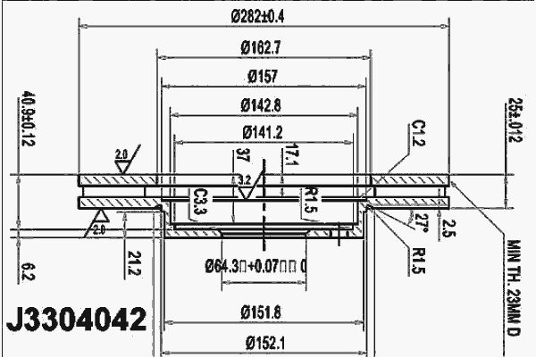 Тормозной диск NIPPARTS J3304042